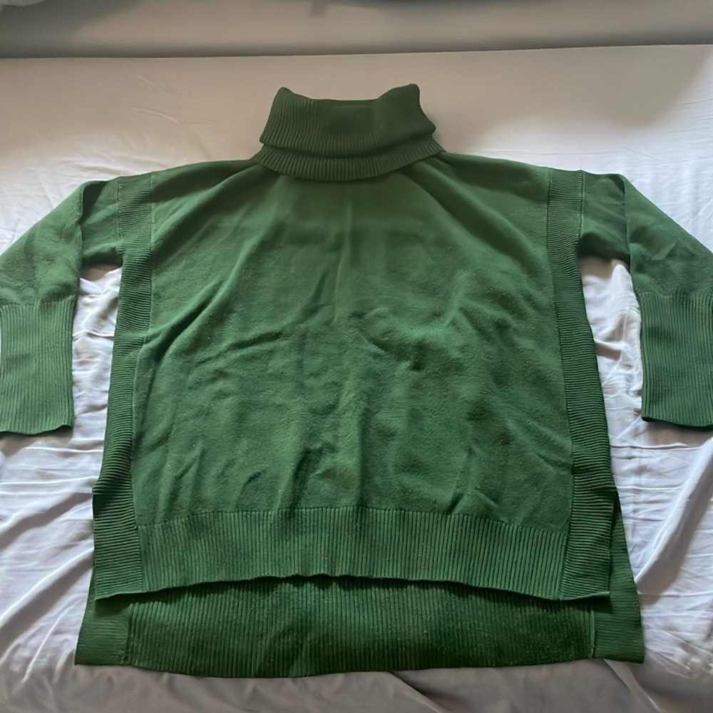 French Connection Forest Green Long Sleeve Pullover Crew Neck Sweater Turtleneck